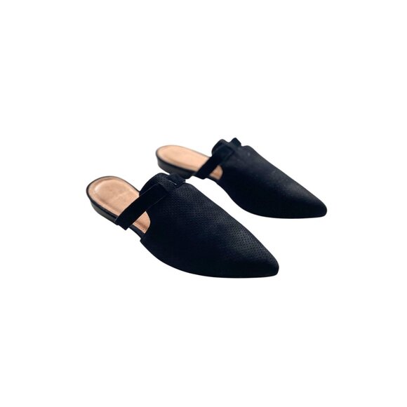 Caslon Pointed Toe James Mules Black Size 8 Genuine Leather Minimalist Preppy - Picture 2 of 10
